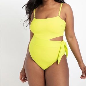 Eloquii Yellow/Green side cut out bathing suit, size 16, never worn, with tags.
